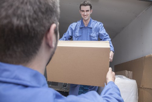 Moving van loading boxes near West Hampstead homes