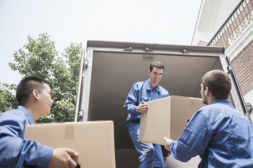 Business equipment packed for office relocation services