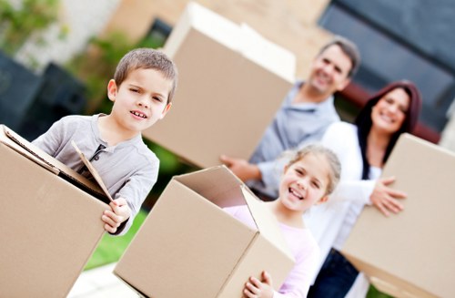 Office removal team transporting equipment for a business move in Westhampstead