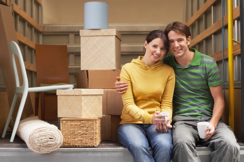 Removal van and residential street access in West Hampstead
