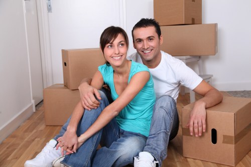 Household furniture being prepared for removal in Westhampstead